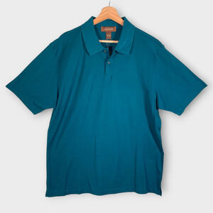 Tasso Elba Polo Shirt LARGE Mercerized Cotton Teal Performance Golf Preppy NEW
